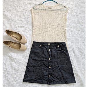 NY&CO Denim Snap Button Midi Skirt